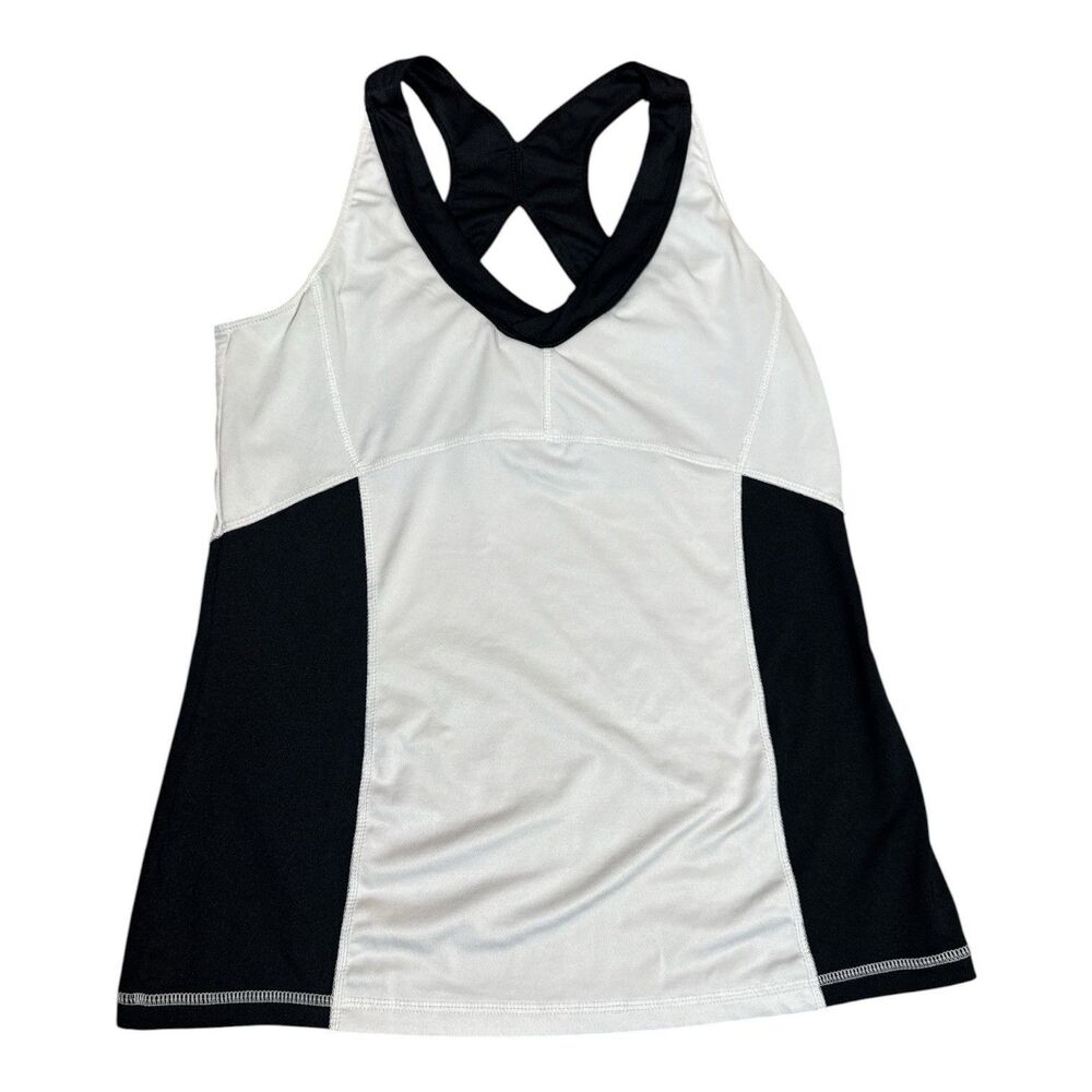 90 Degrees By Reflex Black White Color block Tank Athletic Workout Top